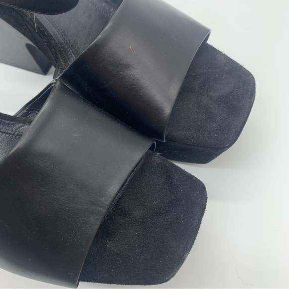 Celine Paris Chunky black suede & Leather Platform Heeled Sandals - Picture 7 of 14